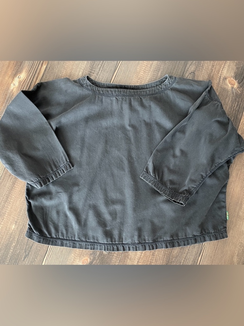 Vintage Bis Bis Washed Black Relaxed Boatneck Boxy Pullover Cotton Size Small
